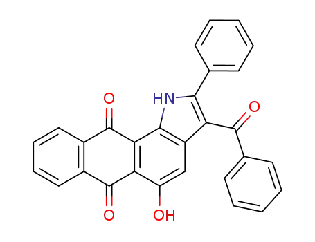Molecular Structure of 90656-07-8 (1H-Naphth[2,3-g]indole-6,11-dione, 3-benzoyl-5-hydroxy-2-phenyl-)