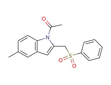 Molecular Structure of 91075-19-3 (1H-Indole, 1-acetyl-5-methyl-2-[(phenylsulfonyl)methyl]-)
