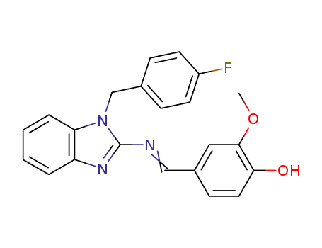 Molecular Structure of 144836-20-4 (4-{[(E)-1-(4-Fluoro-benzyl)-1H-benzoimidazol-2-ylimino]-methyl}-2-methoxy-phenol)