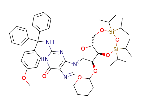 2-{[(4-Methoxy-phenyl)-diphenyl-methyl]-amino}-9-[(2R,3R,3aR,9aR)-5,5,7,7-tetraisopropyl-3-(tetrahydro-pyran-2-yloxy)-tetrahydro-1,4,6,8-tetraoxa-5,7-disila-cyclopentacycloocten-2-yl]-1,9-dihydro-purin-6-one