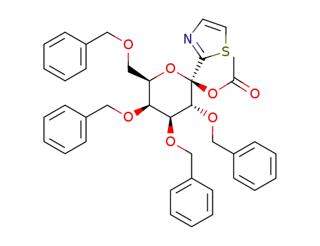 Molecular Structure of 160584-12-3 (1-O-Acetyl-2,3,4,6-tetra-O-benzyl-1-(2-thiazolyl)-β-D-galactopyranose)