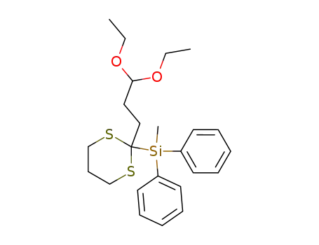 Molecular Structure of 162318-00-5 (<2-(3,3-Diethoxypropyl)-1,3-dithian-2-yl>methyldiphenylsilane)