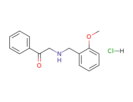 Molecular Structure of 117233-77-9 (Ethanone, 2-[[(2-methoxyphenyl)methyl]amino]-1-phenyl-, hydrochloride)