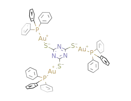 Molecular Structure of 255901-24-7 (C<sub>3</sub>N<sub>3</sub>(SAuP(C<sub>6</sub>H<sub>5</sub>)3)3)