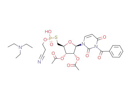 O-(2-cyanoethyl)-S-5'-(3-N-benzoyl-2',3'-di-O-acetyl-5'-deoxyuridyl)phosphorothioate triethyl ammonium salt