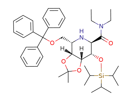 N,N-diethyl-2,6-dideoxy-2,6-imino-4,5-O-isopropylidene-3-O-triisopropylsilyl-7-O-trityl-L-glycero-D-allo-heptonamide