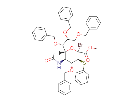 (3S,4R,5S,6R)-5-Acetylamino-4-benzyloxy-2-bromo-3-phenylsulfanyl-6-((1S,2R)-1,2,3-tris-benzyloxy-propyl)-tetrahydro-pyran-2-carboxylic acid methyl ester