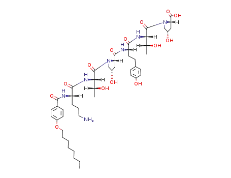 Molecular Structure of 141806-07-7 (4-OH-Pro-Thr-Homotyr-4-OH-Pro-Thr-α-N-(octyloxybenzoyl)-Orn)