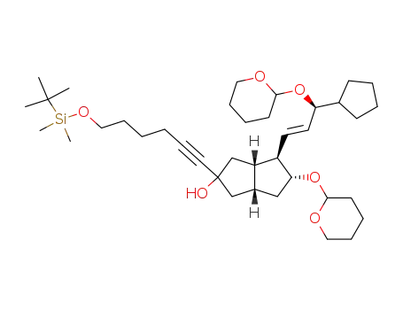 (3aS,4R,5R,6aR)-2-[6-(tert-Butyl-dimethyl-silanyloxy)-hex-1-ynyl]-4-[(E)-(S)-3-cyclopentyl-3-(tetrahydro-pyran-2-yloxy)-propenyl]-5-(tetrahydro-pyran-2-yloxy)-octahydro-pentalen-2-ol