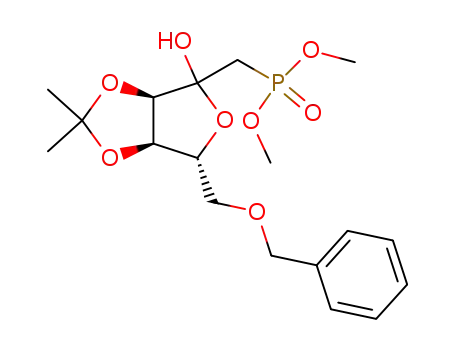 Molecular Structure of 117251-96-4 ((-)-6-O-benzyl-1-deoxy-1-(dimethylphosphono)-3,4-O-isopropylidene-D-ribo-hexofuranose)
