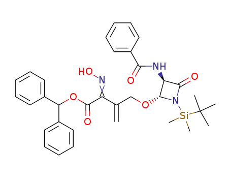 3-[(2R,3R)-3-Benzoylamino-1-(tert-butyl-dimethyl-silanyl)-4-oxo-azetidin-2-yloxymethyl]-2-[(Z)-hydroxyimino]-but-3-enoic acid benzhydryl ester