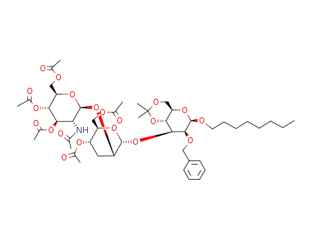 Octyl-O-(2-acetamido-3,4,6-tri-O-acetyl-2-desoxy-β-D-glucopyranosyl)-(1->2)-O-(4,6-di-O-acetyl-3-desoxy-α-D-arabino-hexopyranosyl)-(1->3)-2-O-benzyl-4,6-O-isopropyliden-β-D-mannopyranosid