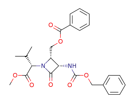 Molecular Structure of 108636-60-8 (3,4-cis-4-benzoyloxymethyl-3-benzyloxycarbonylamino-1-<(1S)-1-methoxycarbonyl-2-methylpropyl>-2-azetidinone)