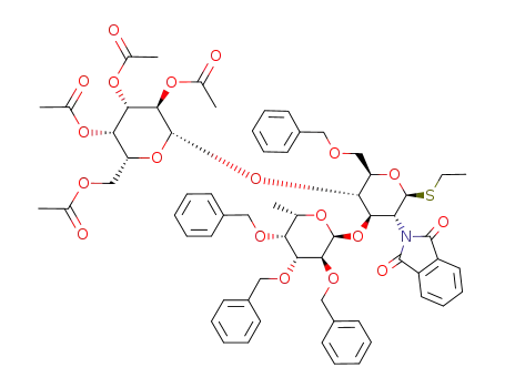 ethyl 6-O-benzyl-2-deoxy-2-phthalimido-4-O-(2,3,4,6-tetra-O-acetyl-β-D-galactopyranosyl)-1-thio-3-O-(2,3,4-tri-O-benzyl-α-L-fucopyranosyl)-β-D-glucopyranoside