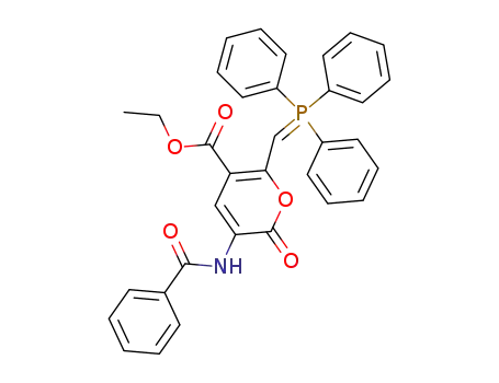 Molecular Structure of 142503-18-2 (ethyl-3-(benzoylamino)-2-oxo-6-(triphenylphosphoranylidenemethyl)-2H-pyran-5-carboxylate)