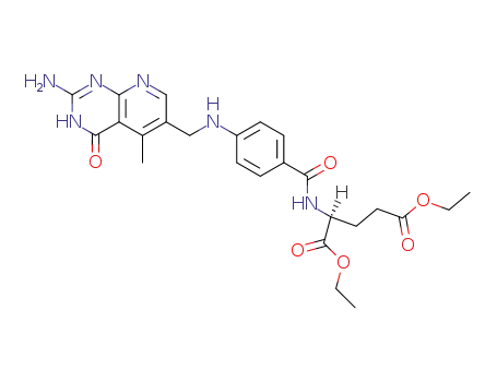 Molecular Structure of 101348-19-0 (diethyl N-<p-<<(2-amino-5-methyl-4(3H)-oxopyrido<2,3-d>pyrimidin-6-yl)methyl>amino>benzoyl>-L-glutamate)