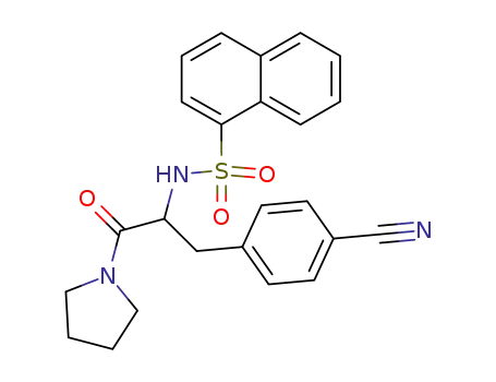 Molecular Structure of 80852-72-8 (Pyrrolidine,
1-[3-(4-cyanophenyl)-2-[(1-naphthalenylsulfonyl)amino]-1-oxopropyl]-)
