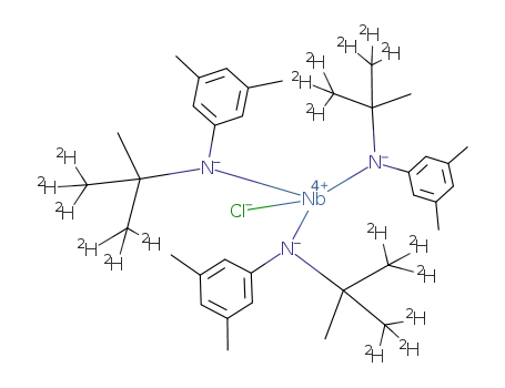 Molecular Structure of 199116-44-4 (ClNb[N[C<sub>6</sub>H<sub>3</sub>(CH<sub>3</sub>)2]C(C<sup>(2)</sup>H<sub>3</sub>)2CH<sub>3</sub>]3)