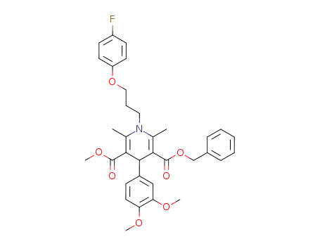 1,4-dihydro-4-(3,4-dimethoxyphenyl)-2,6-dimethyl-1-<3-(4-fluoprophenoxy)propyl>-3,5-pyridinedicarboxylic acid 3-methyl-5-benzylester