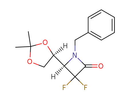 Molecular Structure of 120316-01-0 ((R)-1-Benzyl-4-((S)-2,2-dimethyl-[1,3]dioxolan-4-yl)-3,3-difluoro-azetidin-2-one)