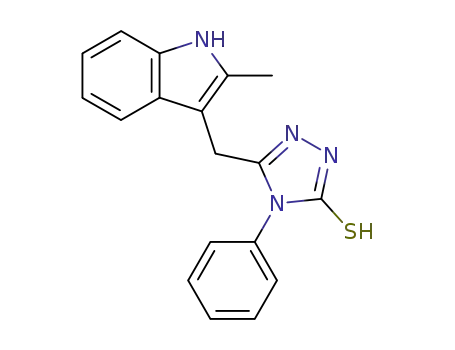 Molecular Structure of 54648-98-5 (5-[(2-methyl-1H-indol-3-yl)methyl]-4-phenyl-2,4-dihydro-3H-1,2,4-triazole-3-thione)