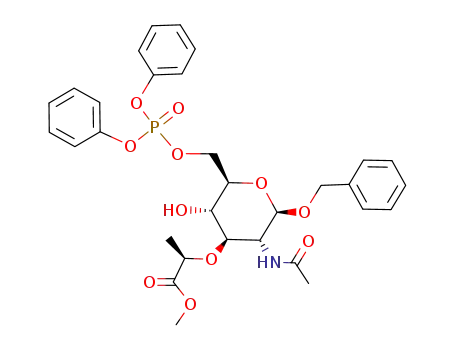 benzyl 2-acetamido-2-deoxy-6-O-diphenylphosphono-3-O-<D-1-(methoxycarbonyl)ethyl>-β-D-glucopyranoside
