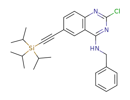 Molecular Structure of 166039-62-9 (4-(benzylamino)-2-chloro-6-<(triisopropylsilyl)ethynyl>quinazoline)