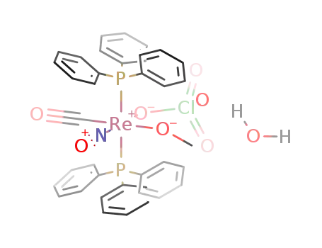 Molecular Structure of 98481-43-7 ([Re(CH<sub>3</sub>O)(OClO<sub>3</sub>)(CO)(NO)(P(C<sub>6</sub>H<sub>5</sub>)3)2]*H<sub>2</sub>O)