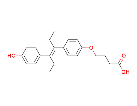 Molecular Structure of 51759-74-1 (Butanoic acid,
4-[4-[(1E)-1-ethyl-2-(4-hydroxyphenyl)-1-butenyl]phenoxy]-)