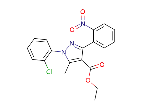 Molecular Structure of 94009-63-9 (1H-Pyrazole-4-carboxylic acid,
1-(2-chlorophenyl)-5-methyl-3-(2-nitrophenyl)-, ethyl ester)