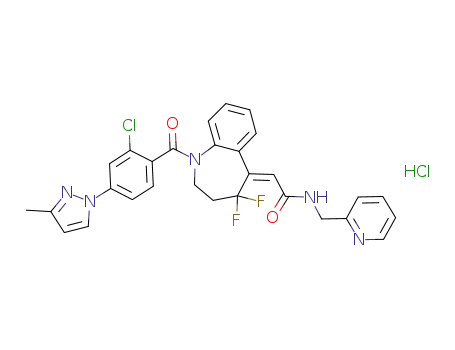(2Z)-2-{1-[2-chloro-4-(3-methyl-1H-pyrazol-1-yl)benzoyl]-4,4-difluoro-1,2,3,4-tetrahydro-5H-1-benzazepin-5-ylidene}-N-(pyridin-2-ylmethyl)acetamide hydrochloride
