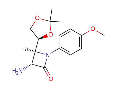 Molecular Structure of 141040-22-4 (trans-(3R,4S)-1-(4-methoxyphenyl)-3-amino-4-<(1'S)-1',2'-O-isopropylideneethyl>-2-azetidinone)
