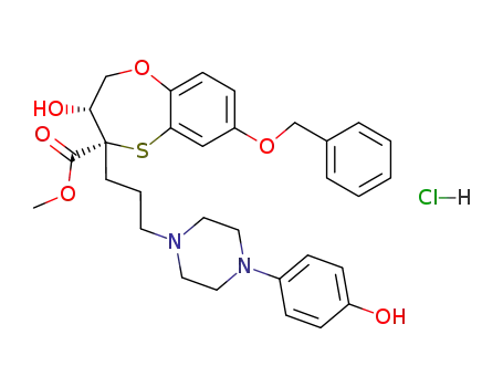 (7R,8S)-2-Benzyloxy-7-hydroxy-8-{3-[4-(4-hydroxy-phenyl)-piperazin-1-yl]-propyl}-7,8-dihydro-6H-5-oxa-9-thia-benzocycloheptene-8-carboxylic acid methyl ester; hydrochloride