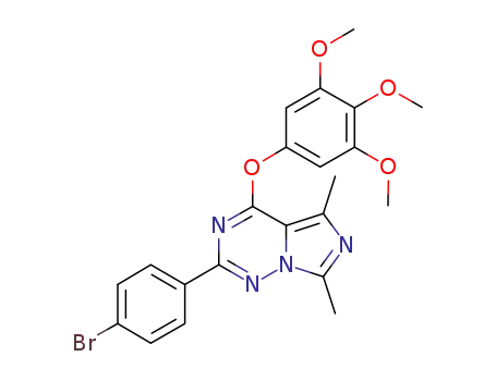 Molecular Structure of 480425-78-3 (2-(4-bromo-phenyl)-5,7-dimethyl-4-(3,4,5-trimethoxy-phenoxy)-imidazo[5,1-f][1,2,4]triazine)
