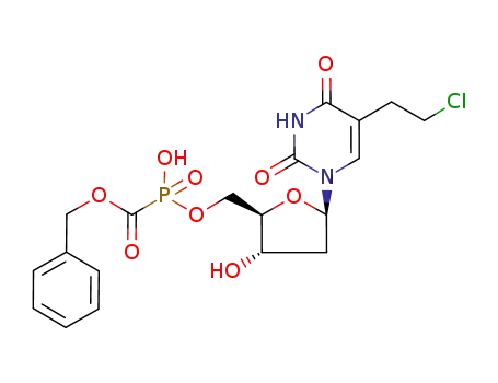 Molecular Structure of 115365-30-5 (Uridine,5-(2-chloroethyl)-2'-deoxy-, 5'-[hydrogen [(phenylmethoxy)carbonyl]phosphonate](9CI))