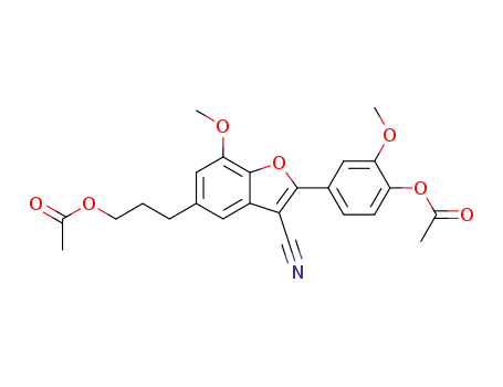 3-cyano-5-(3-acetoxypropyl)-7-methoxy-2-(3'-methoxy-4'-acetoxyphenyl)benzo<b>furan
