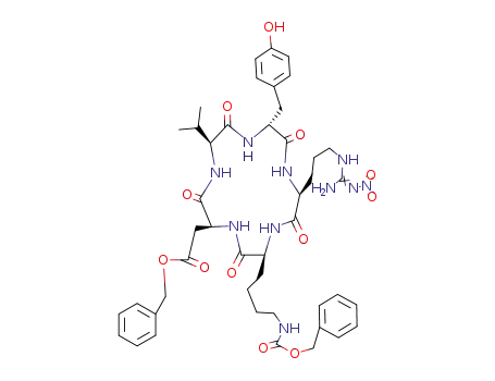 Molecular Structure of 100017-93-4 (cyclo<-Arg(NO2)-Lys(Z)-Asp(OBzl)-Val-D-Tyr->)