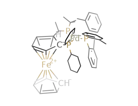 Molecular Structure of 583872-37-1 ([Pd(1-dicyclohexylphosphino-2-di-tert-butylphosphinoethylferrocene)(P(o-tolyl)3)])