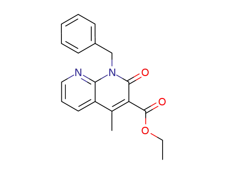 Molecular Structure of 161987-61-7 (ethyl 1-benzyl-4-methyl-1,8-naphthyridin-(1H)2-one-3-carboxylate)