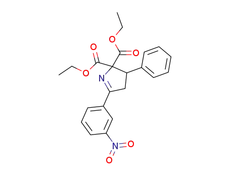 Molecular Structure of 75703-65-0 (2H-Pyrrole-2,2-dicarboxylic acid,
3,4-dihydro-5-(3-nitrophenyl)-3-phenyl-, diethyl ester)