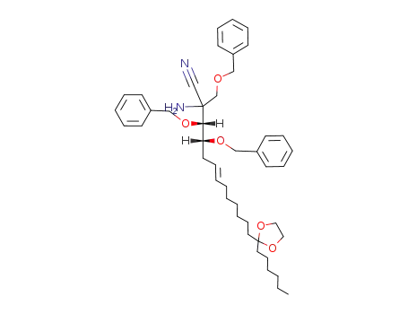 (E)-(3R,4R)-2-Amino-3,4-bis-benzyloxy-2-benzyloxymethyl-13-(2-hexyl-[1,3]dioxolan-2-yl)-tridec-6-enenitrile