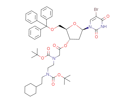 5-bromo-5'-trityl-2'-deoxyuridine 3'-<N-(1,1-dimethylethoxycarbonyl)-N-<2-<N-(1,1-dimethylethoxycarbonyl)-N-(2-cyclohexylethyl)amino>ethyl>glycyl ester>