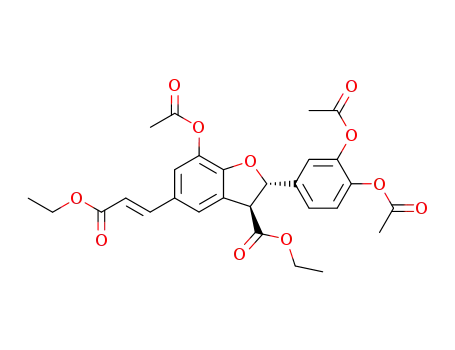 (E)-3-<(2RS,3RS)-7-Acetoxy-2-(3,4-diacetoxyphenyl)-3-(ethoxycarbonyl)-2,3-dihydrobenzofuran-5-yl>propensauere-ethylester