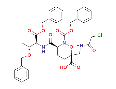 O-benzyl-N-<(3S,6S)-2-benzyloxycarbonyl-6-carboxy-6-<(chloroacetamido)methyl>perhydro-1,2-oxazine-3-carbonyl>-L-threonine benzyl ester