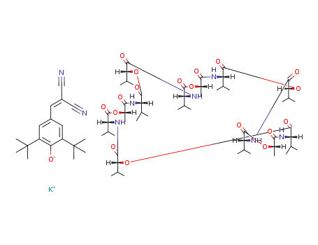 Molecular Structure of 83746-99-0 (C<sub>54</sub>H<sub>90</sub>N<sub>6</sub>O<sub>18</sub>*C<sub>18</sub>H<sub>21</sub>N<sub>2</sub>O<sup>(1-)</sup>*K<sup>(1+)</sup>)