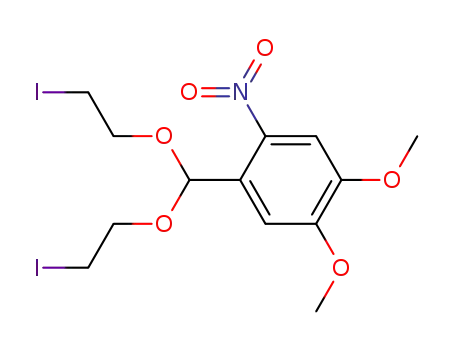 Molecular Structure of 113430-84-5 (Benzene, 1-[bis(2-iodoethoxy)methyl]-4,5-dimethoxy-2-nitro-)
