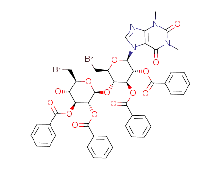 7-<2,3-di-O-benzoyl-6-bromo-6-deoxy-4-O-(2,3-di-O-benzoyl-6-bromo-6-deoxy-β-D-glucopyranosyl)-β-D-glucopyranosyl>theophylline