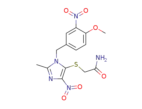 Molecular Structure of 77952-77-3 (Acetamide, 2-((1-((4-methoxy-3-nitrophenyl)methyl)-2-methyl-4-nitro-1H -imidazol-5-yl)thio)-)