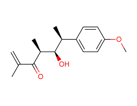 Molecular Structure of 147879-04-7 ((4S,5R,6S)-2,4-Dimethyl-5-hydroxy-6-(p-methoxyphenyl)-1-hepten-3-one)