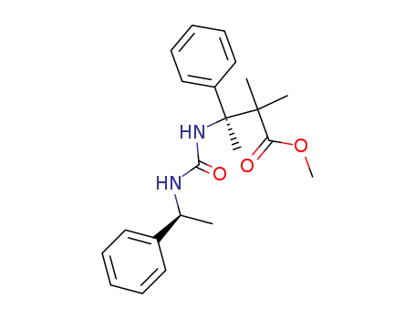 Molecular Structure of 141172-70-5 ((S)-2,2-Dimethyl-3-phenyl-3-[3-((S)-1-phenyl-ethyl)-ureido]-butyric acid methyl ester)
